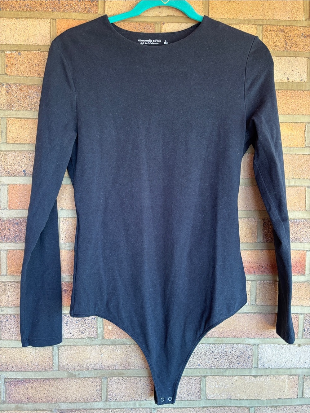Abercrombie & Fitch Black Long-Sleeve Scoop-Neck Stretchy Bodysuit L